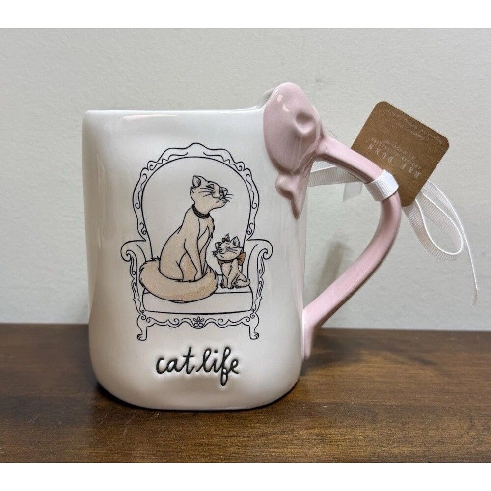 Rae Dunn Disney The Aristocats MARIE Cat Life with Pink Bow 18 oz Mug